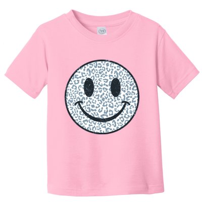 Retro Leopard Print Emoji Smiley Toddler T-Shirt