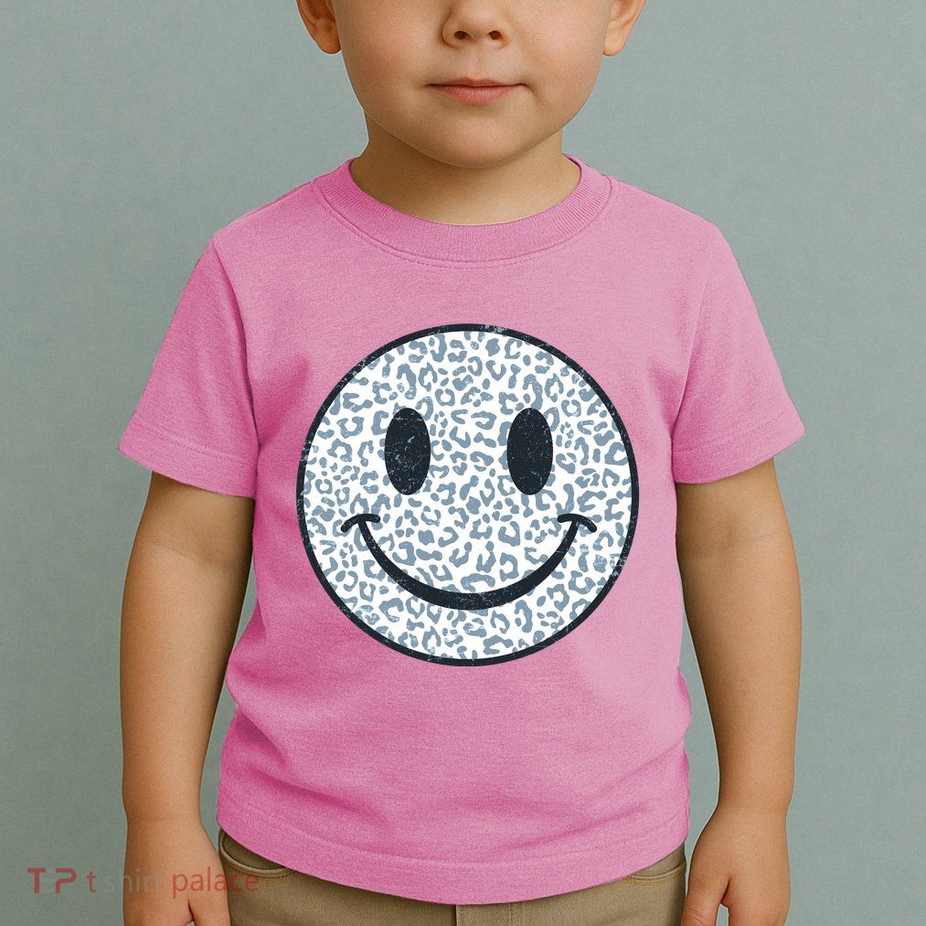 Retro Leopard Print Emoji Smiley Toddler T-Shirt