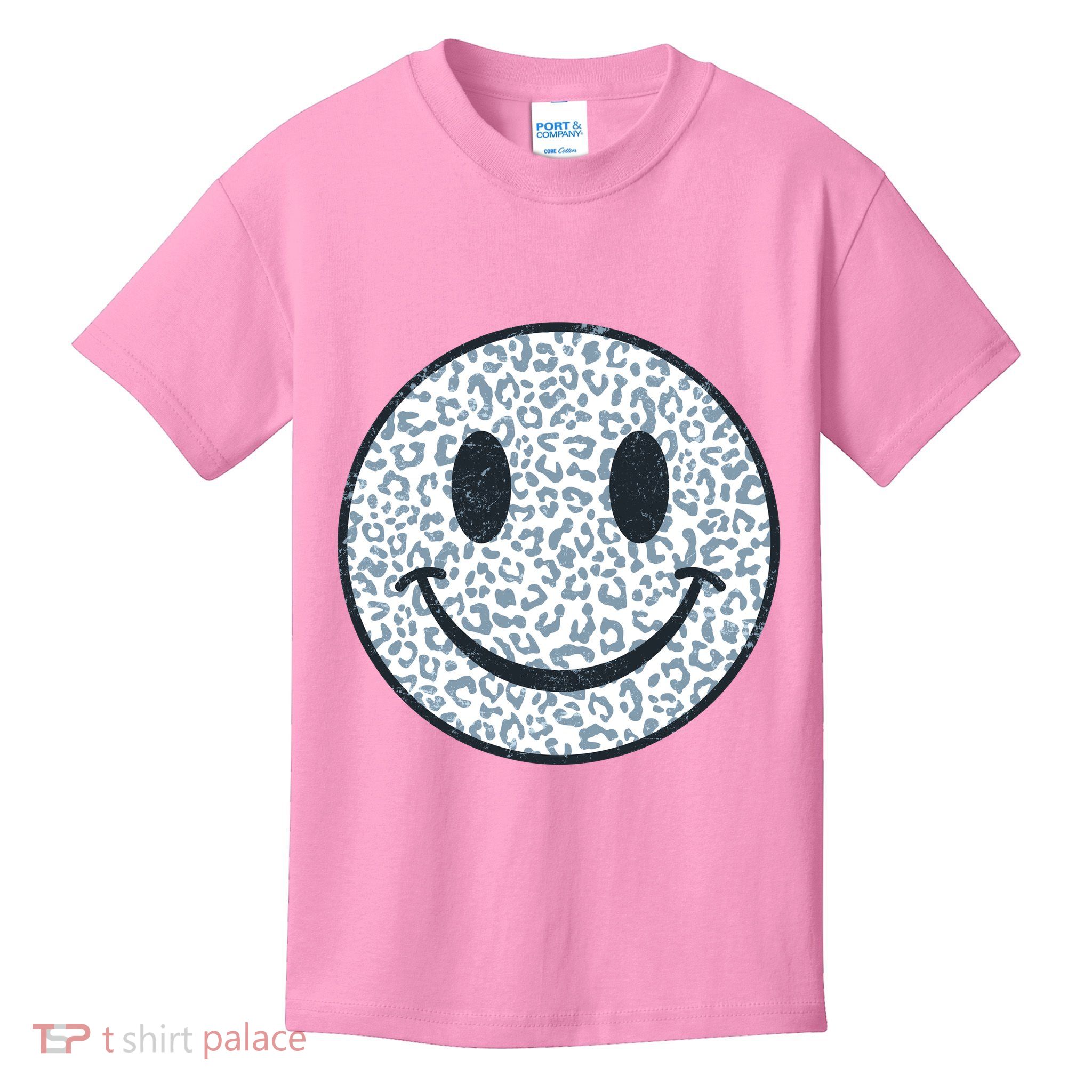 Retro Leopard Print Emoji Smiley Kids T-Shirt