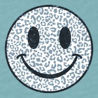 Retro Leopard Print Emoji Smiley Sueded Cloud Jersey T-Shirt