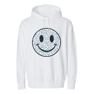 Retro Leopard Print Emoji Smiley Garment-Dyed Fleece Hoodie