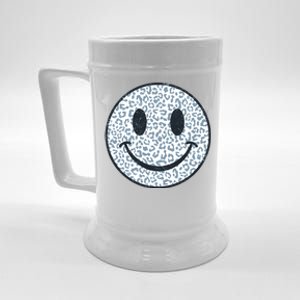 Retro Leopard Print Emoji Smiley Beer Stein