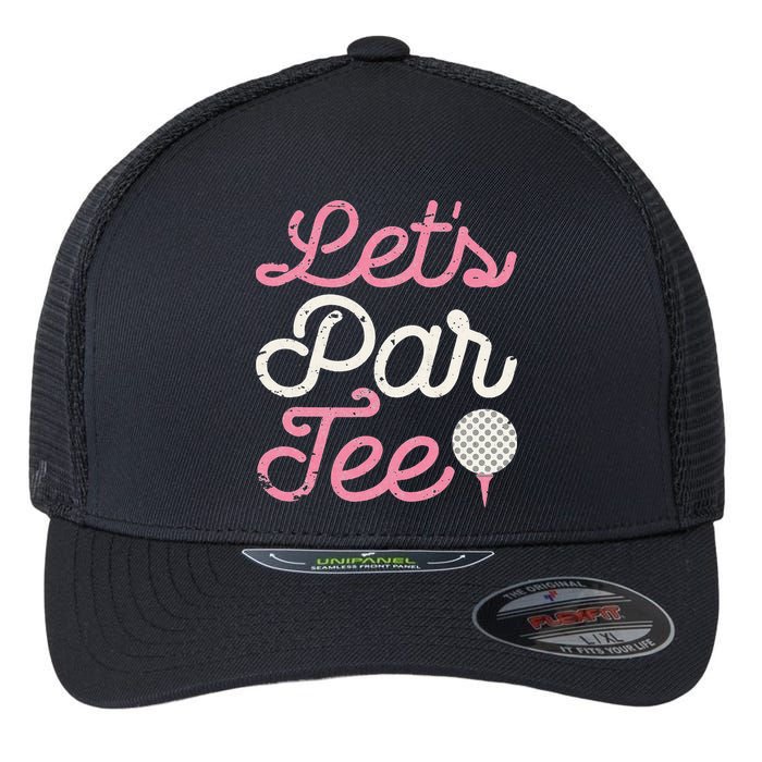 retro Let's Par Tee Golf Player Golfer Dad Papa Flexfit Unipanel Trucker Cap