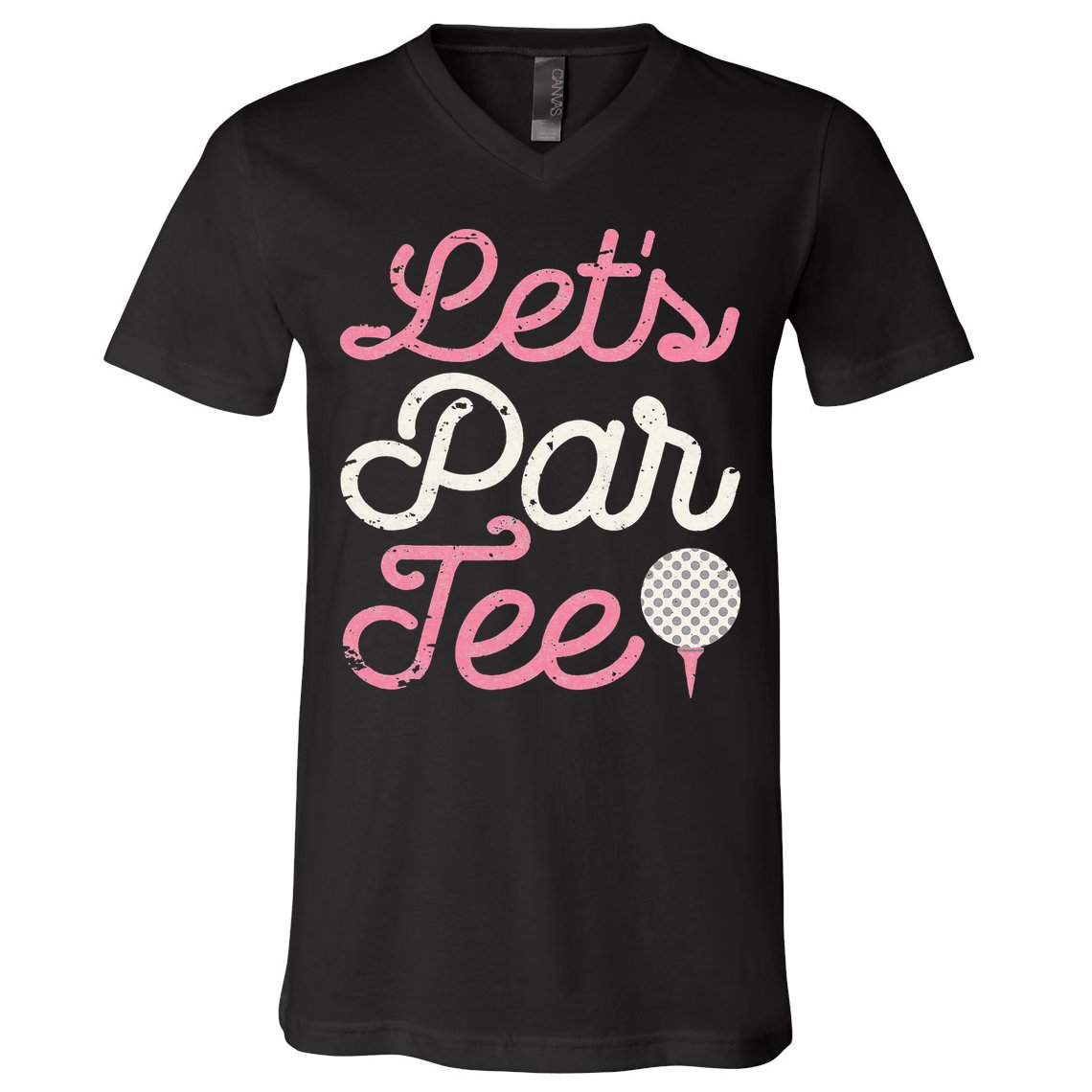 retro Let's Par Tee Golf Player Golfer Dad Papa V-Neck T-Shirt