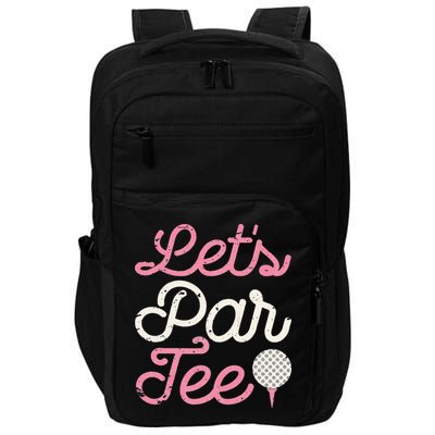 retro Let's Par Tee Golf Player Golfer Dad Papa Impact Tech Backpack