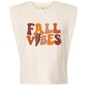 Retro Leopard Print Fall Season Vibes Garment-Dyed Women's Muscle Tee