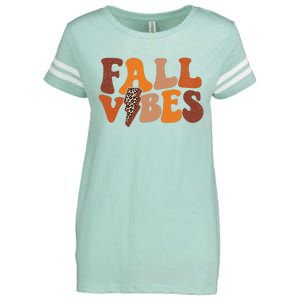 Retro Leopard Print Fall Season Vibes Enza Ladies Jersey Football T-Shirt