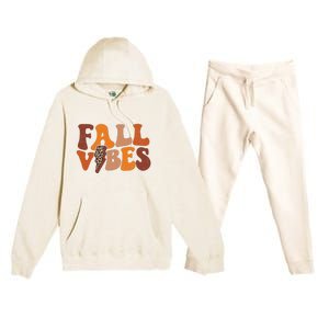 Retro Leopard Print Fall Season Vibes Premium Hooded Sweatsuit Set