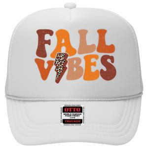 Retro Leopard Print Fall Season Vibes High Crown Mesh Back Trucker Hat