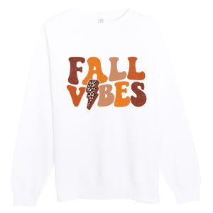 Retro Leopard Print Fall Season Vibes Premium Crewneck Sweatshirt