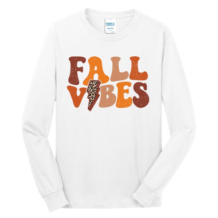 Retro Leopard Print Fall Season Vibes Tall Long Sleeve T-Shirt