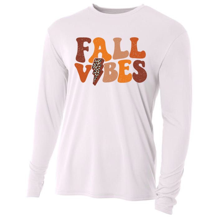 Retro Leopard Print Fall Season Vibes Cooling Performance Long Sleeve Crew