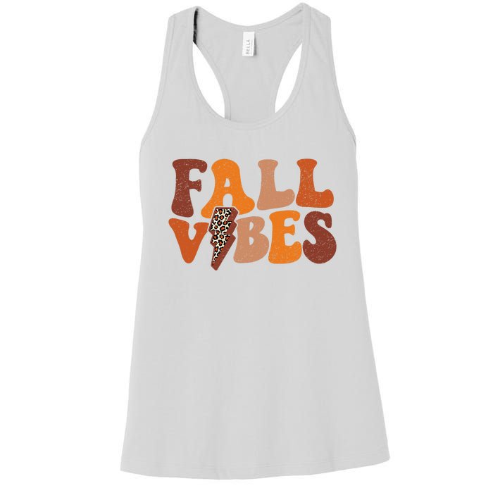 Retro Leopard Print Fall Season Vibes Women's Racerback Tank