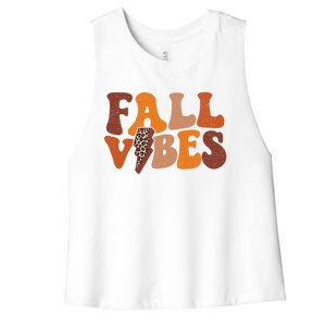 Retro Leopard Print Fall Season Vibes Women's Racerback Cropped Tank