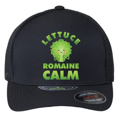 Romaine Lettuce Pun Vegan Vegetarian Gift Flexfit Unipanel Trucker Cap