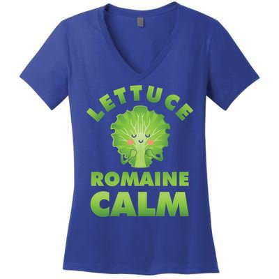 Romaine Lettuce Pun Vegan Vegetarian Gift Women's V-Neck T-Shirt