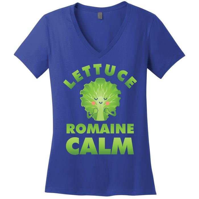 Romaine Lettuce Pun Vegan Vegetarian Gift Women's V-Neck T-Shirt