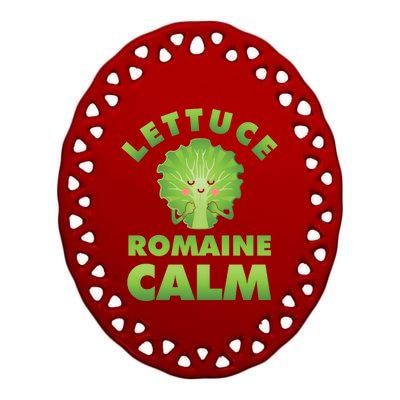 Romaine Lettuce Pun Vegan Vegetarian Gift Ceramic Oval Ornament