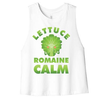 Romaine Lettuce Pun Vegan Vegetarian Gift Women's Racerback Cropped Tank