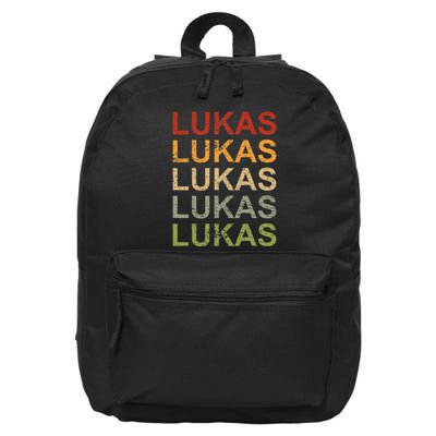 Retro Lukas Personalized Lukas Name Boy Man Lukas 16 in Basic Backpack