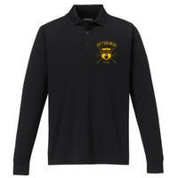 Retro Look Pirate Tailgate Party Gameday Sport Fan Gift Performance Long Sleeve Polo