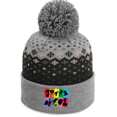 Reptile Lover Pet Snake Lizard Colorful Retro T The Baniff Cuffed Pom Beanie