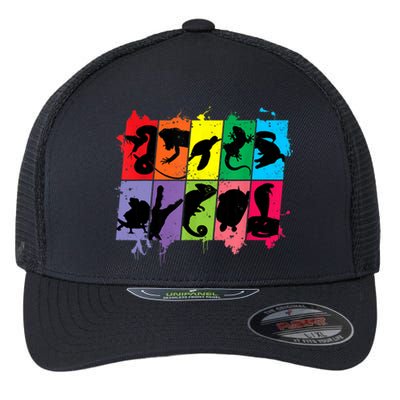 Reptile Lover Pet Snake Lizard Colorful Retro T Flexfit Unipanel Trucker Cap