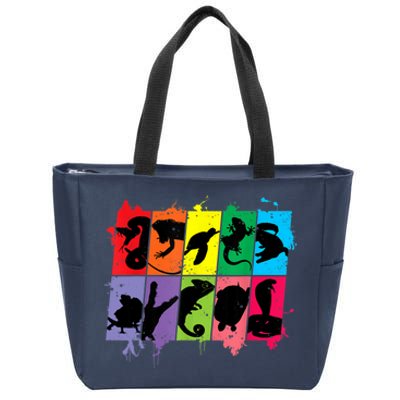 Reptile Lover Pet Snake Lizard Colorful Retro T Zip Tote Bag