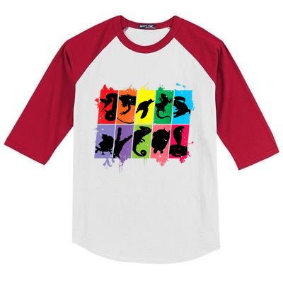 Reptile Lover Pet Snake Lizard Colorful Retro T Kids Colorblock Raglan Jersey