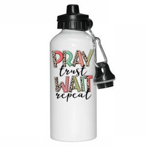 Retro Leopard Pray Wait Trust Repeat Christian Motivational Gift Aluminum Water Bottle