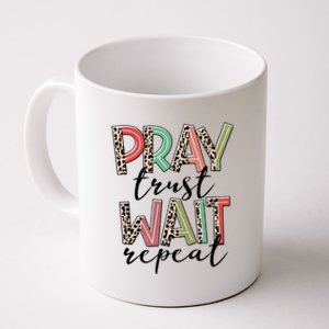 Retro Leopard Pray Wait Trust Repeat Christian Motivational Gift Coffee Mug