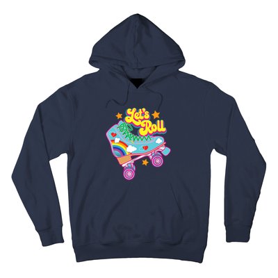 Retro Let’s Roll Rollerskating Cute Roller Skater 70s 80s Hoodie