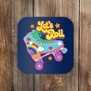 Retro Let’s Roll Rollerskating Cute Roller Skater 70s 80s Coaster