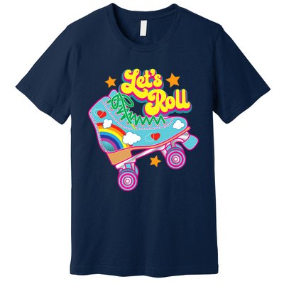 Retro Let’s Roll Rollerskating Cute Roller Skater 70s 80s Premium T-Shirt