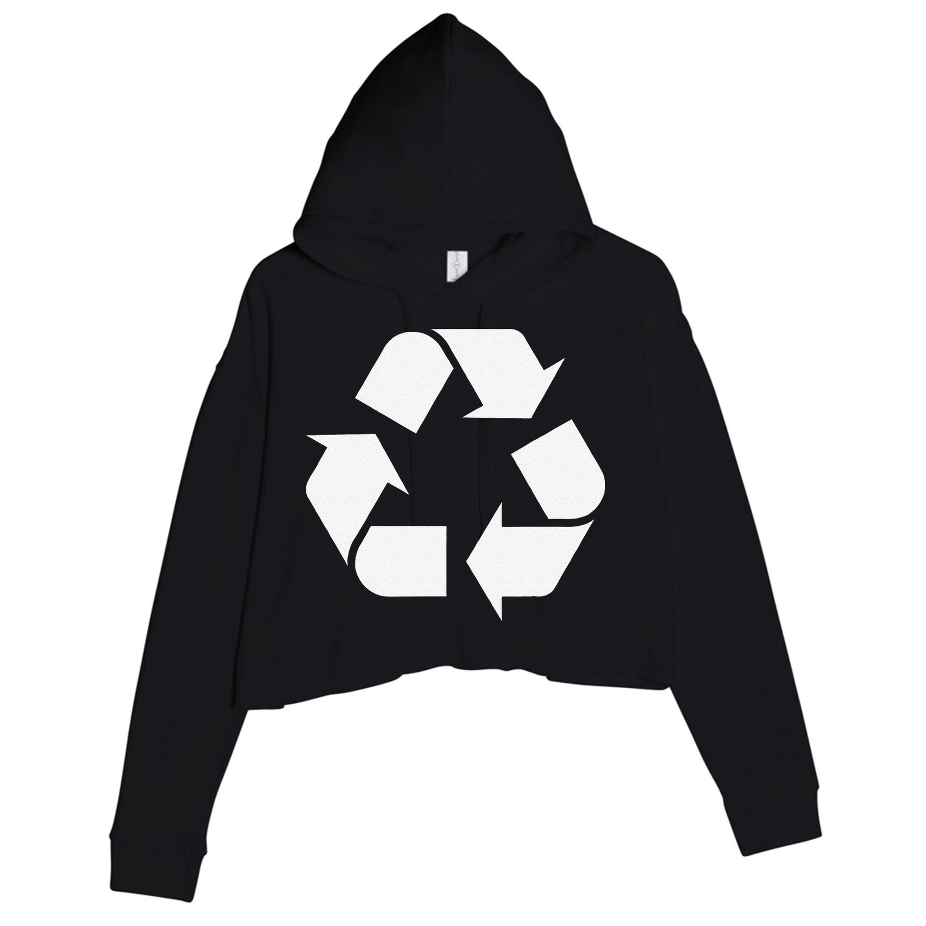 Recycling Logo Recycle Symbol Earth Day Crop Fleece Hoodie