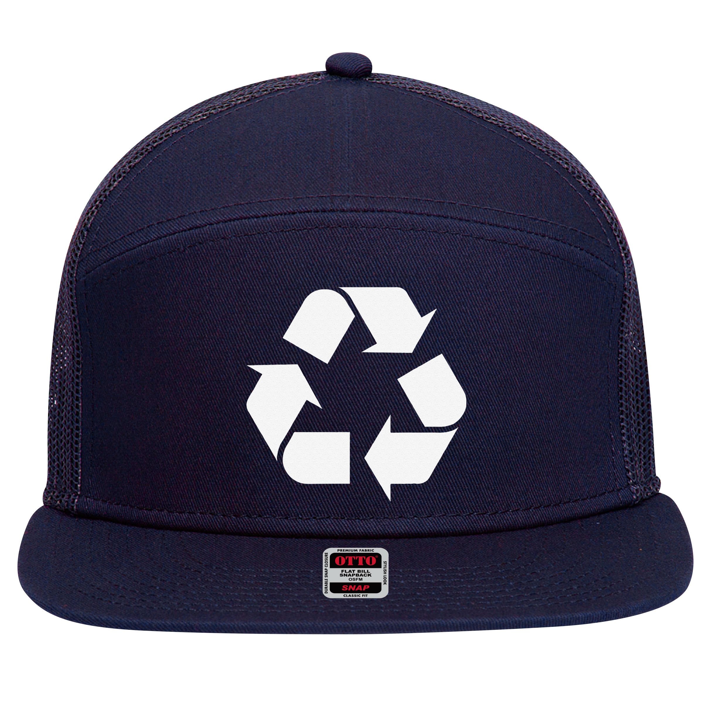 Recycling Logo Recycle Symbol Earth Day 7 Panel Mesh Trucker Snapback Hat