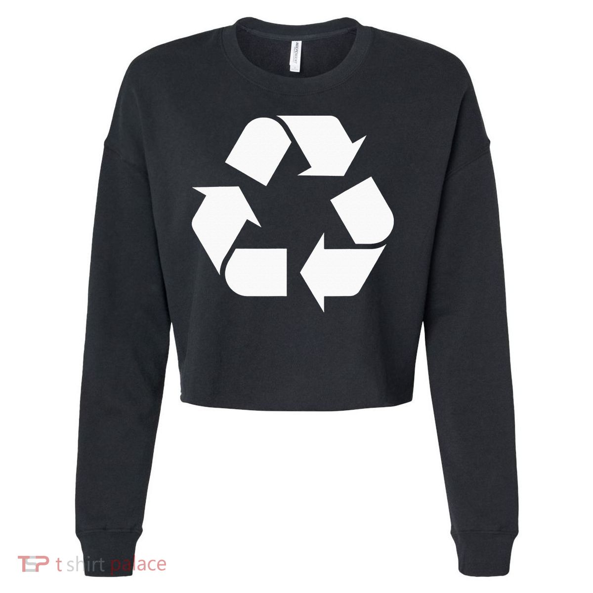 Recycling Logo Recycle Symbol Earth Day Cropped Pullover Crew
