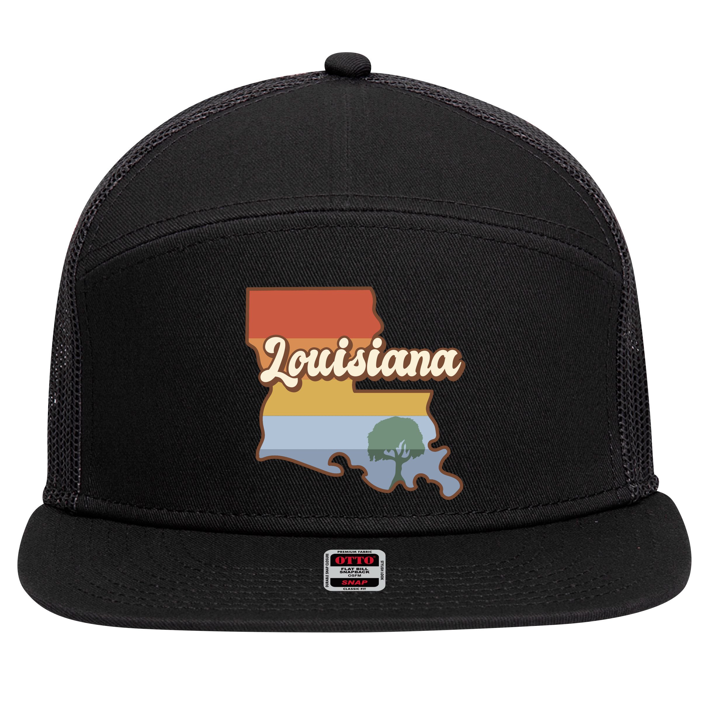 Retro Louisiana 7 Panel Mesh Trucker Snapback Hat