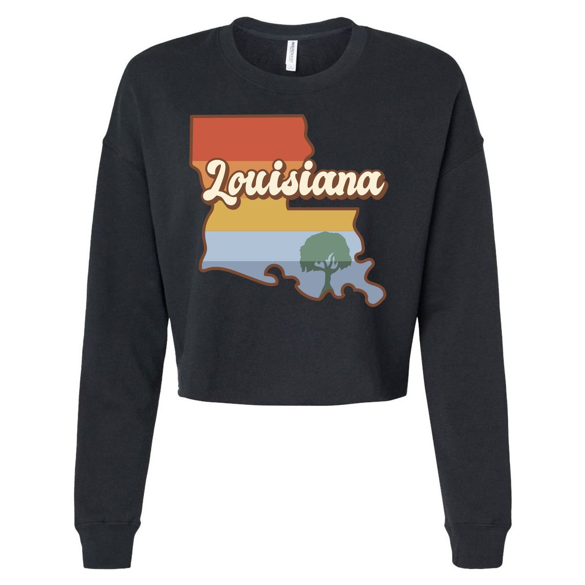 Retro Louisiana Cropped Pullover Crew