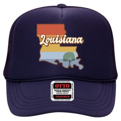 Retro Louisiana High Crown Mesh Back Trucker Hat