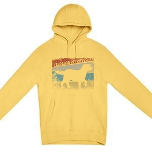 Retro Labrador Retriever Dog Breed Silhouette Lab Premium Pullover Hoodie