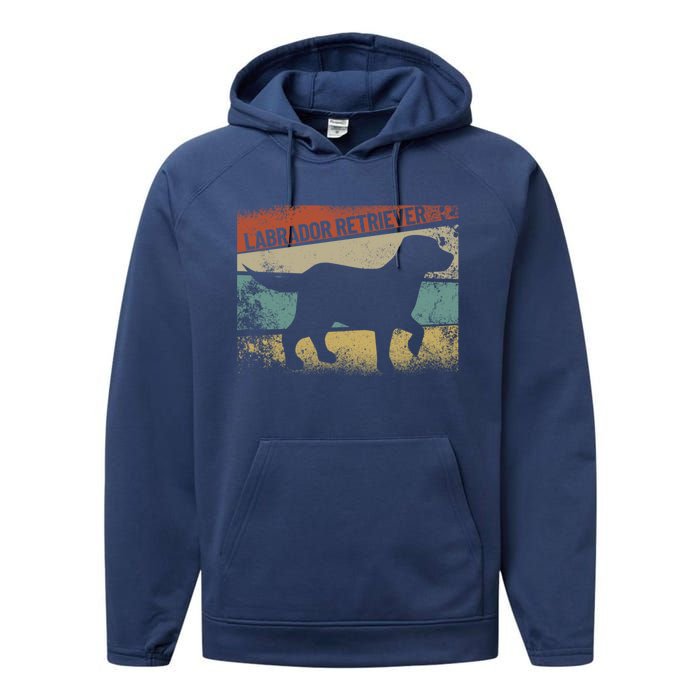 Retro Labrador Retriever Dog Breed Silhouette Lab Performance Fleece Hoodie