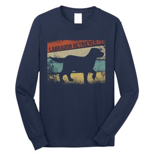 Retro Labrador Retriever Dog Breed Silhouette Lab Long Sleeve Shirt