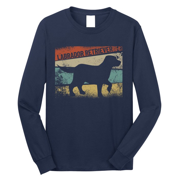 Retro Labrador Retriever Dog Breed Silhouette Lab Long Sleeve Shirt