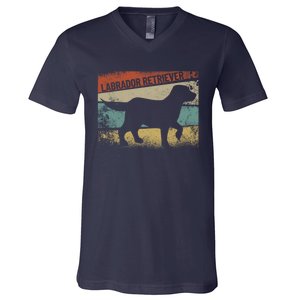 Retro Labrador Retriever Dog Breed Silhouette Lab V-Neck T-Shirt