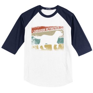 Retro Labrador Retriever Dog Breed Silhouette Lab Baseball Sleeve Shirt