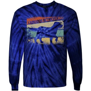 Retro Labrador Retriever Dog Breed Silhouette Lab Tie-Dye Long Sleeve Shirt