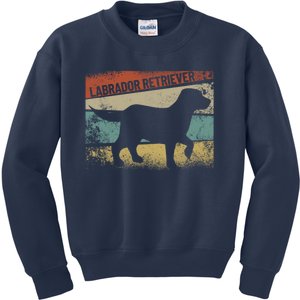 Retro Labrador Retriever Dog Breed Silhouette Lab Kids Sweatshirt