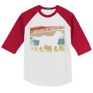 Retro Labrador Retriever Dog Breed Silhouette Lab Kids Colorblock Raglan Jersey