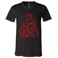 Retro Love Red Boxing Gloves Gifts Boxer Gift TShirt V-Neck T-Shirt